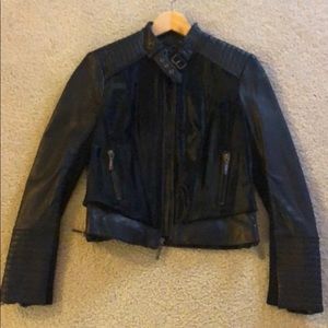 BCBGMAXAZRIA real leather and fur jacket